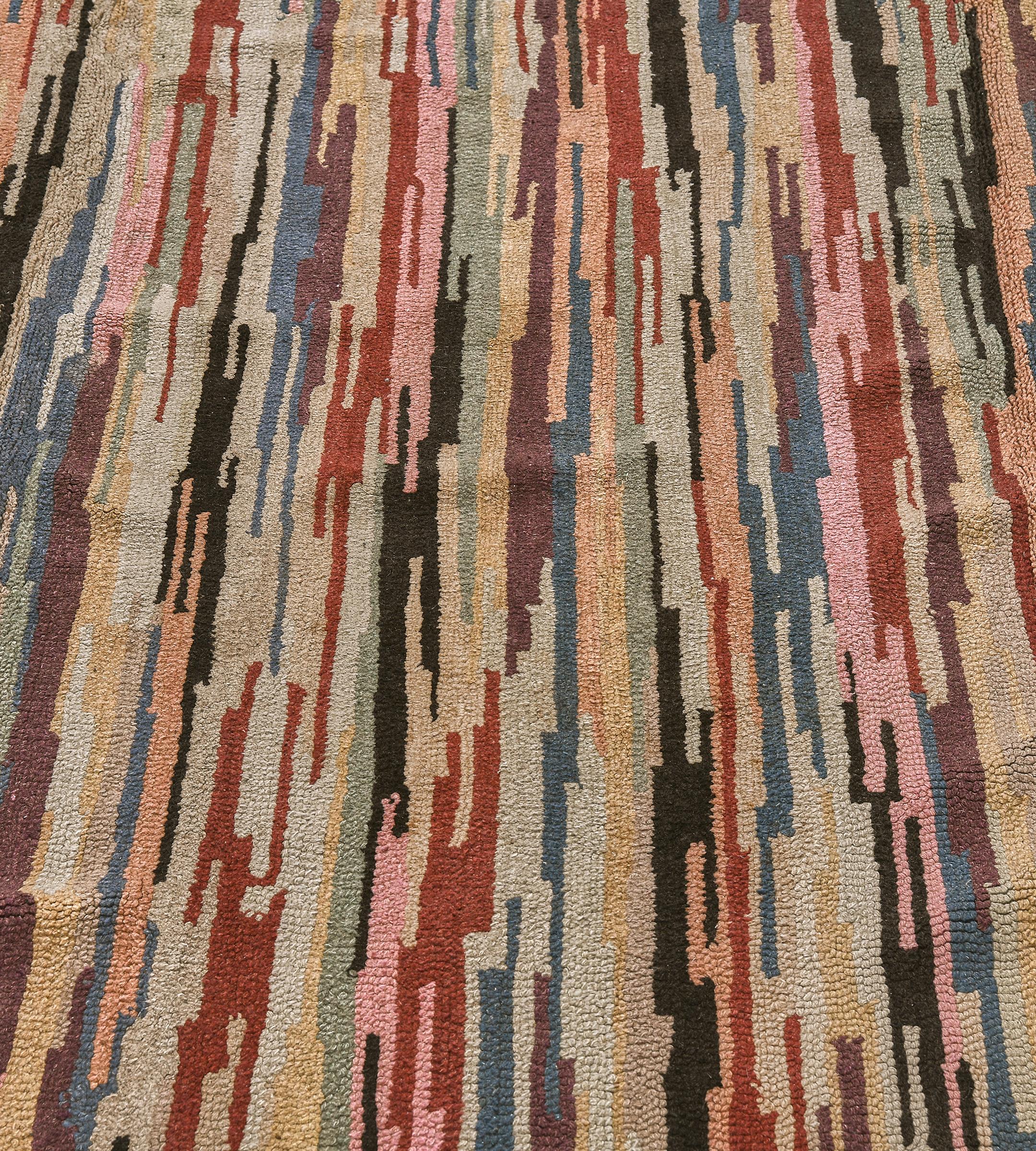 Mid-20th Century Multi-colored Hooked Rug from North America For Sale 1