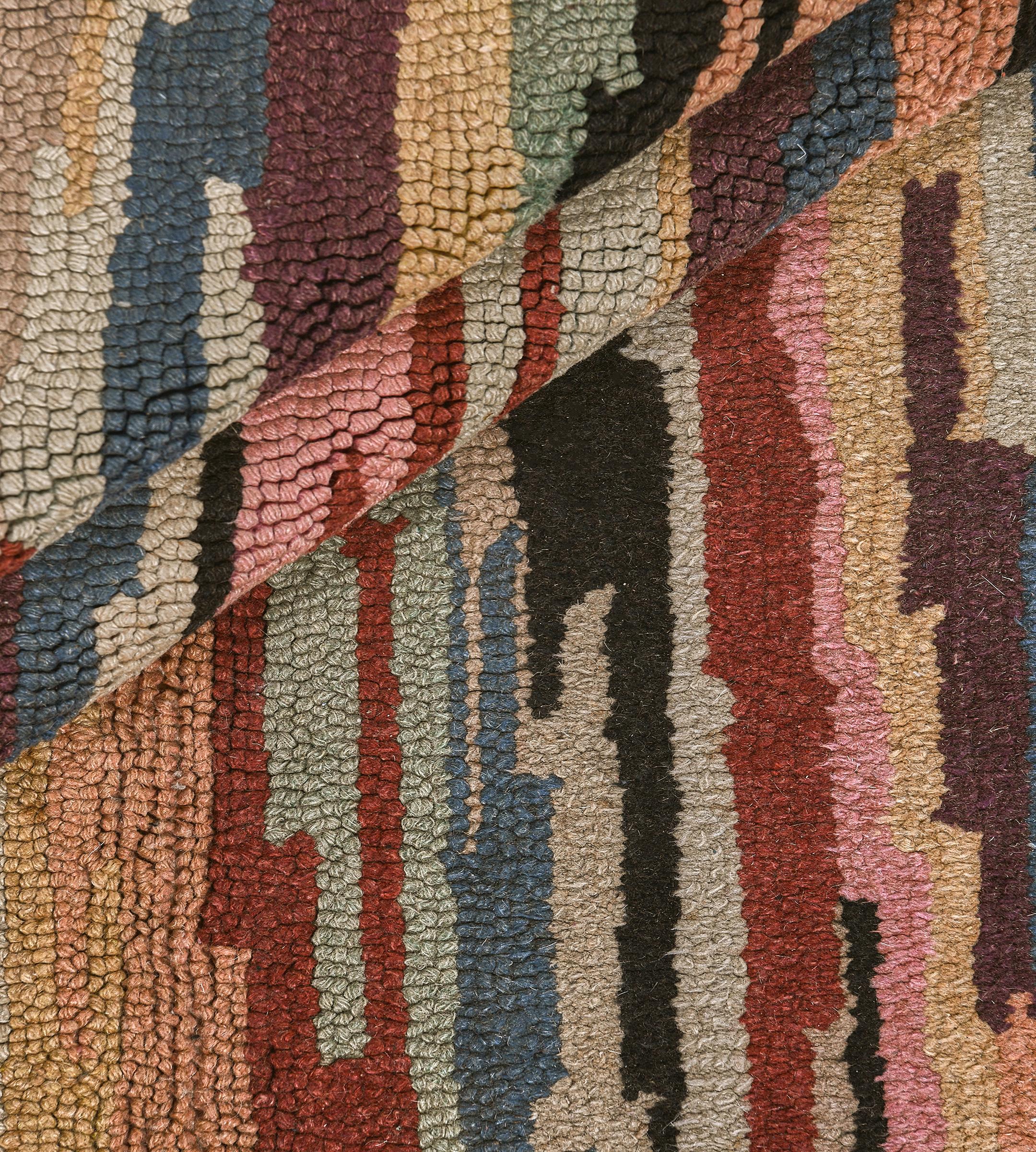 Mid-20th Century Multi-colored Hooked Rug from North America For Sale 2