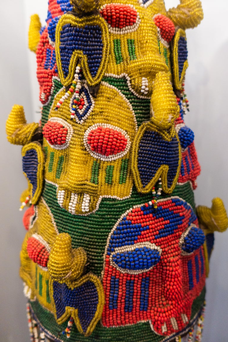 Mid20th Century MultiColor Nigerian Beaded Headdress at 1stDibs