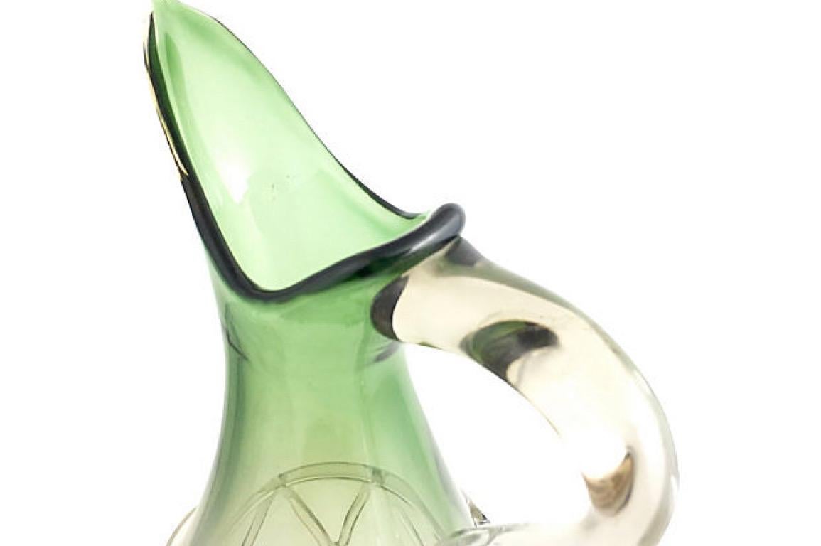 Grüner Krug aus Murano-Kunstglas, Mitte des 20. Jahrhunderts im Angebot 2