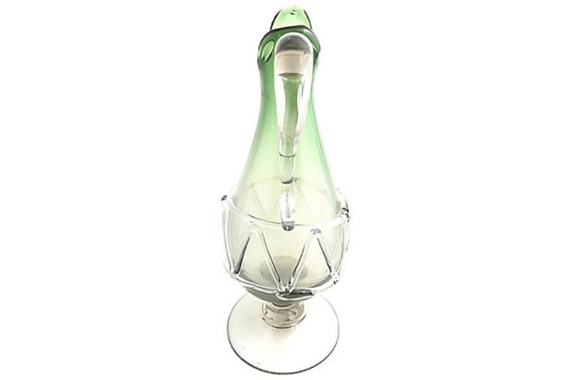 Pichet vert en verre d'art de Murano du milieu du 20e siècle en vente 3