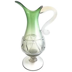 Mid-20th Century Murano Art Glass Green Pitcher