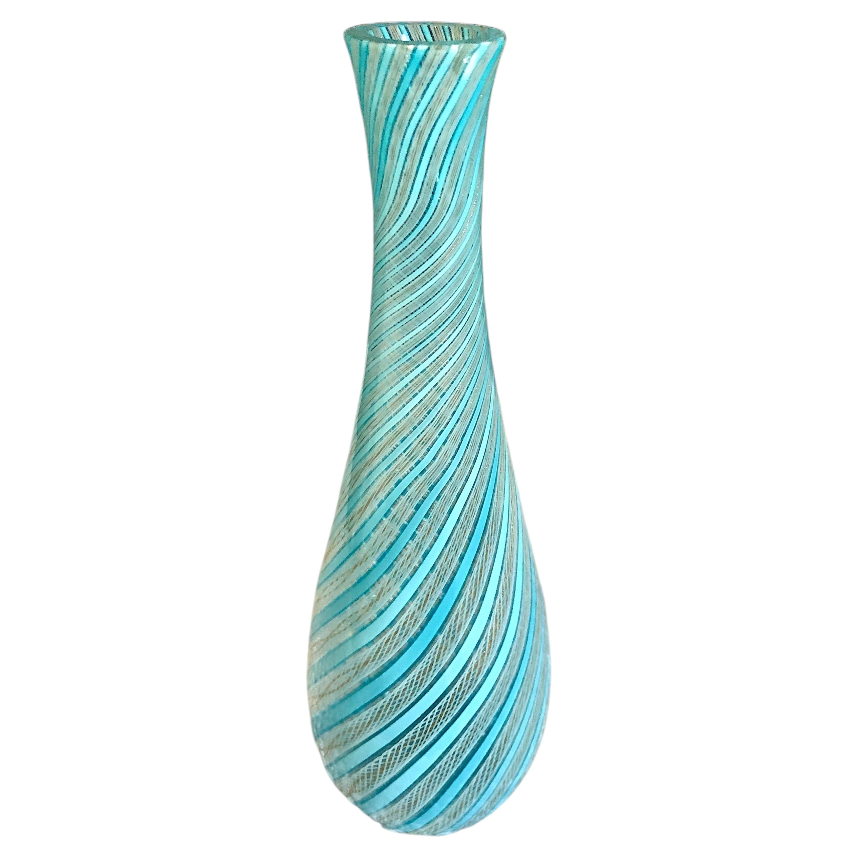 Mid 20th-century Murano Filigree Glass Vase