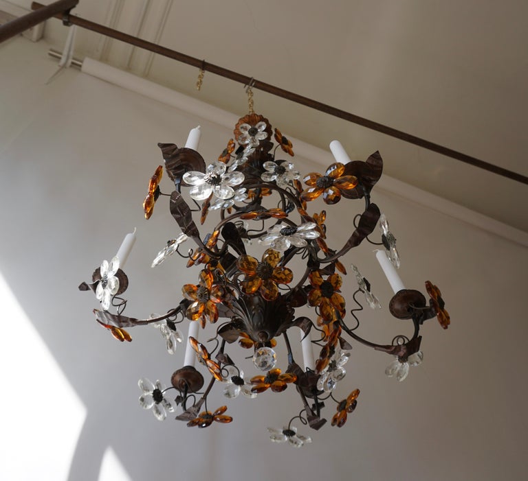 Mid20th Century Murano Glass Candle Lamp Six Candle Chandelier For