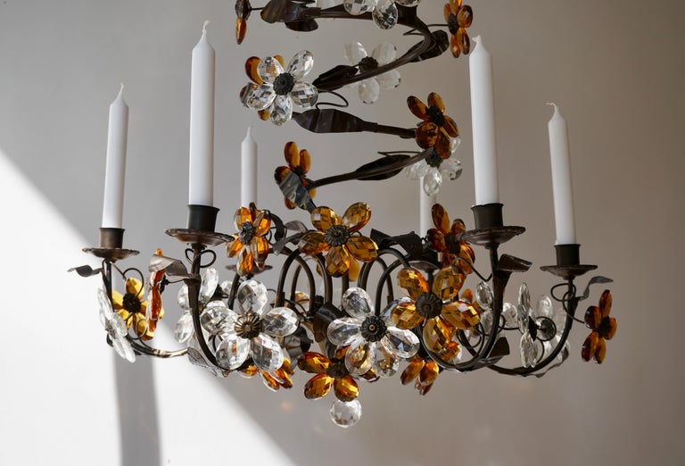 Mid20th Century Murano Glass Candle Lamp Six Candle Chandelier For Sale at 1stDibs