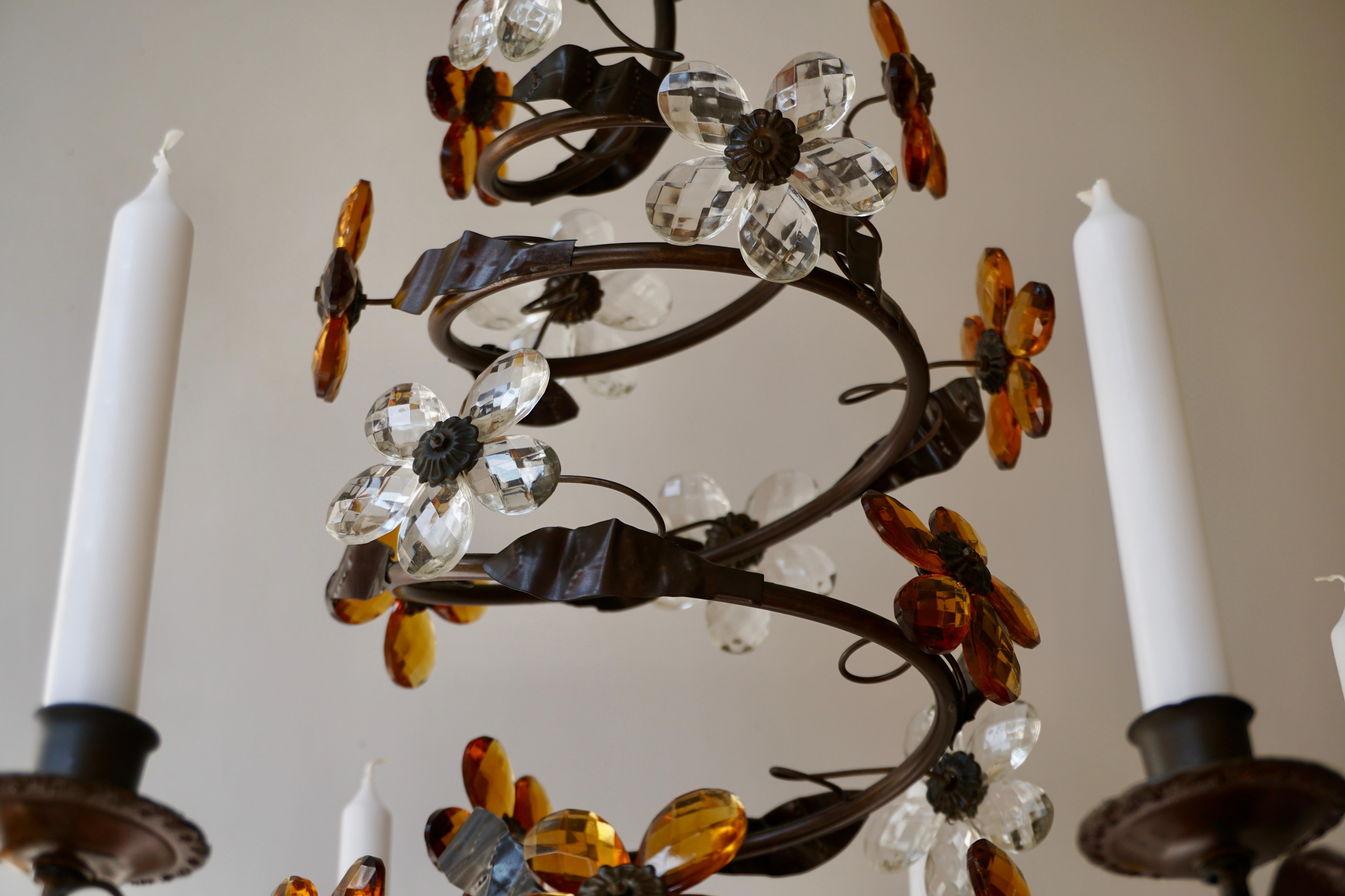 Mid-20th Century Murano Glass Candle Lamp Six Candle Chandelier For Sale 2