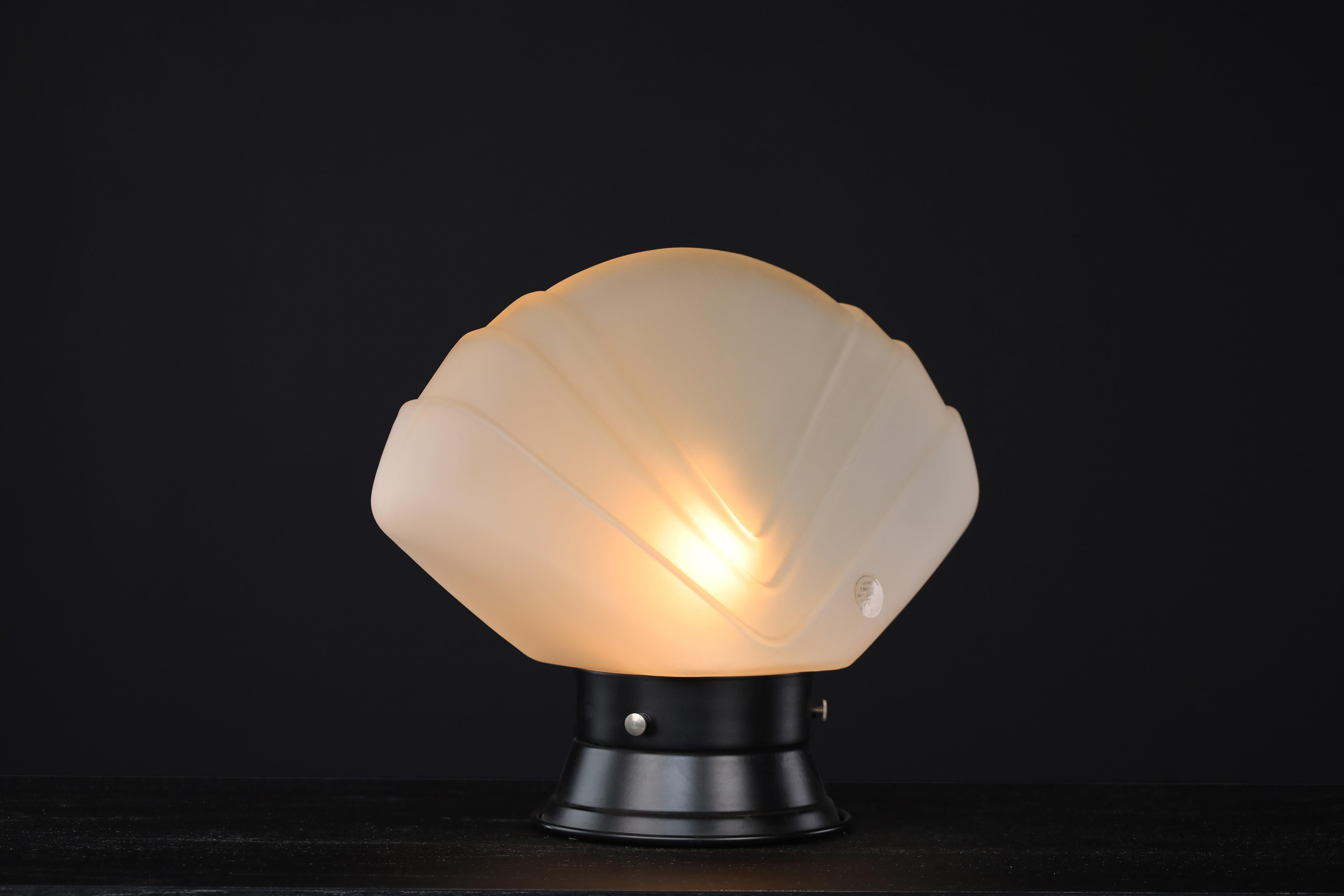 Italian Mid-20th Century Murano Glass Fan Table Lamp, Italy, 1960s For Sale