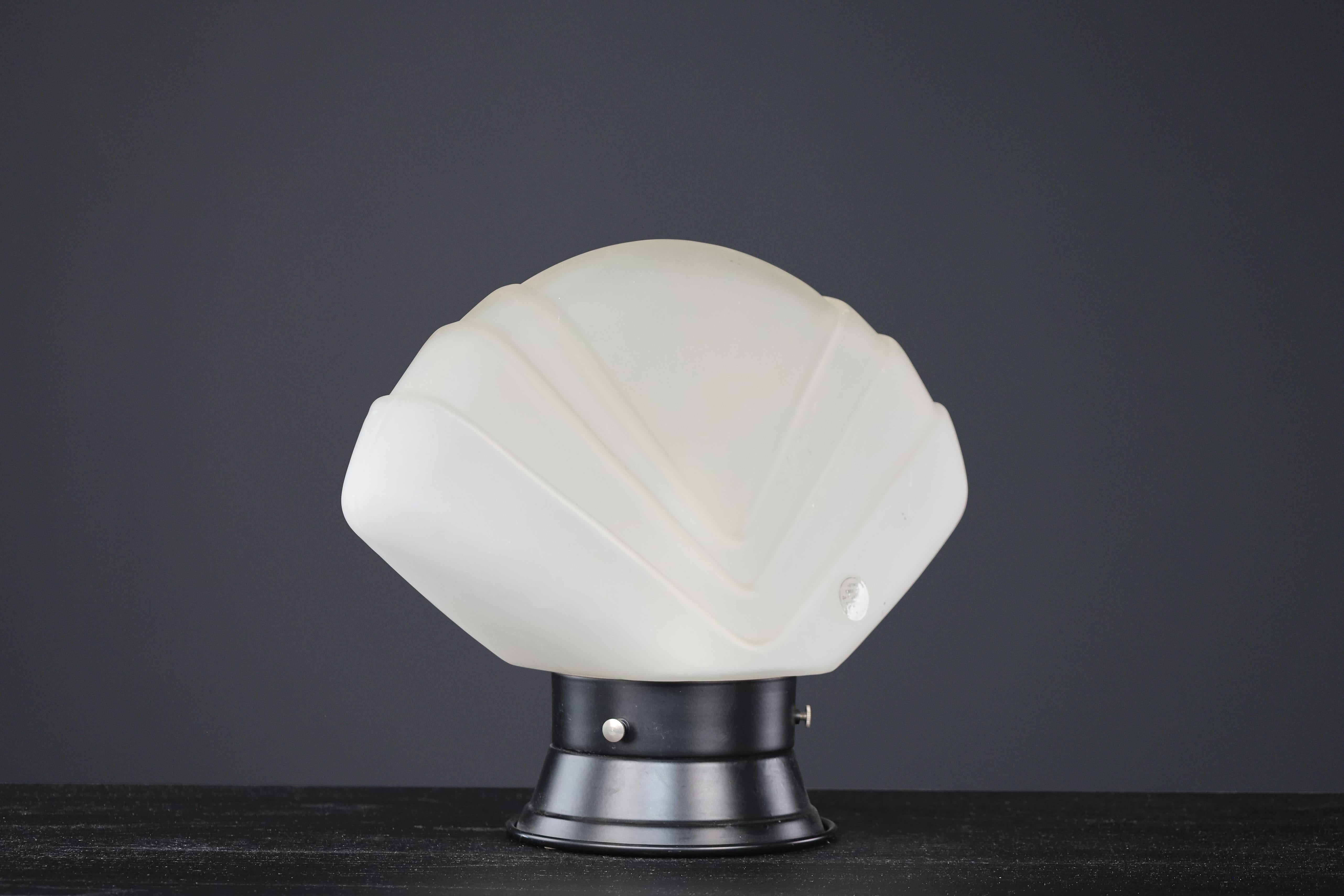 Metal Mid-20th Century Murano Glass Fan Table Lamp, Italy, 1960s For Sale