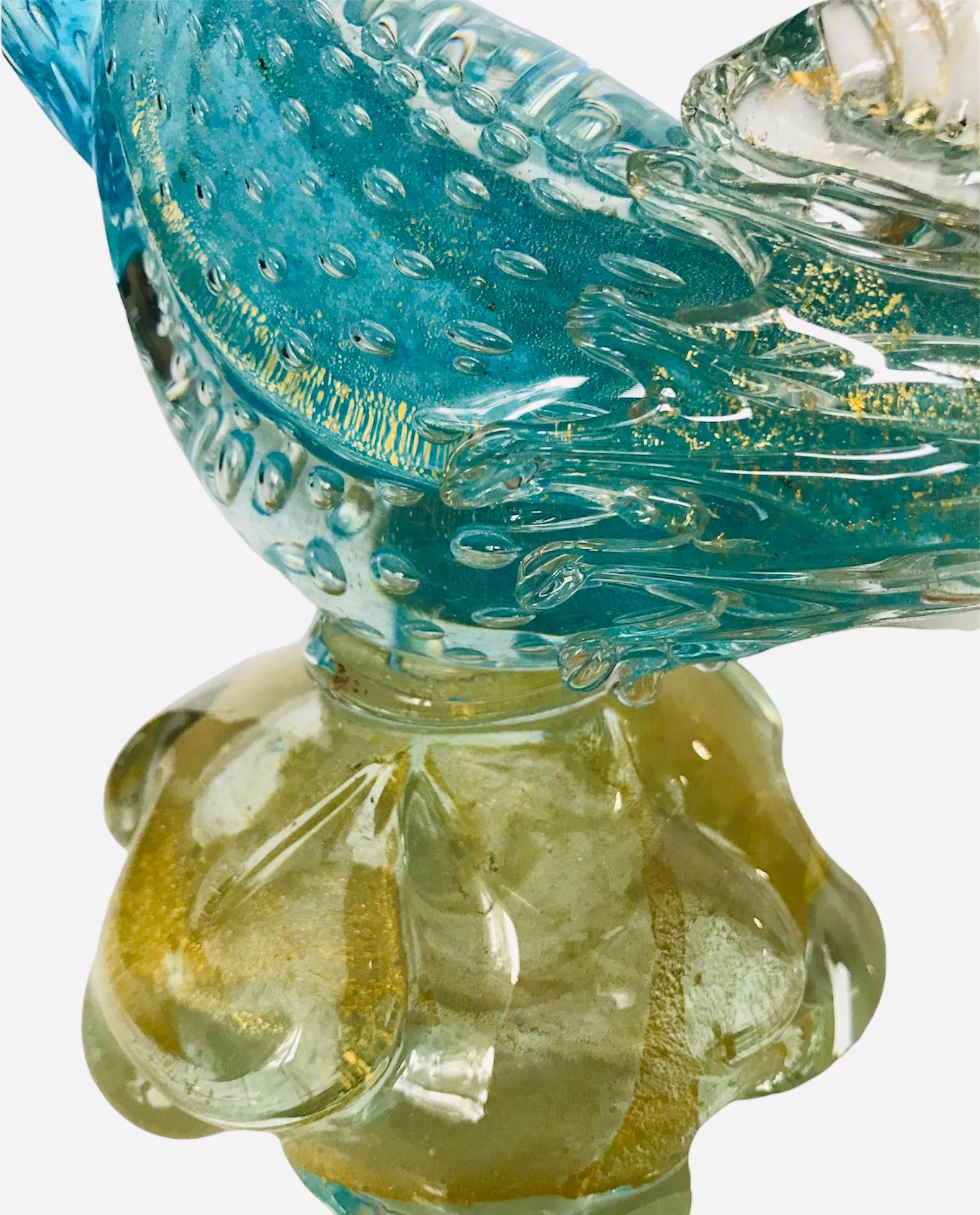 Fired Mid 20th Century Murano Italian Art Glass Bird Sculpture For Sale