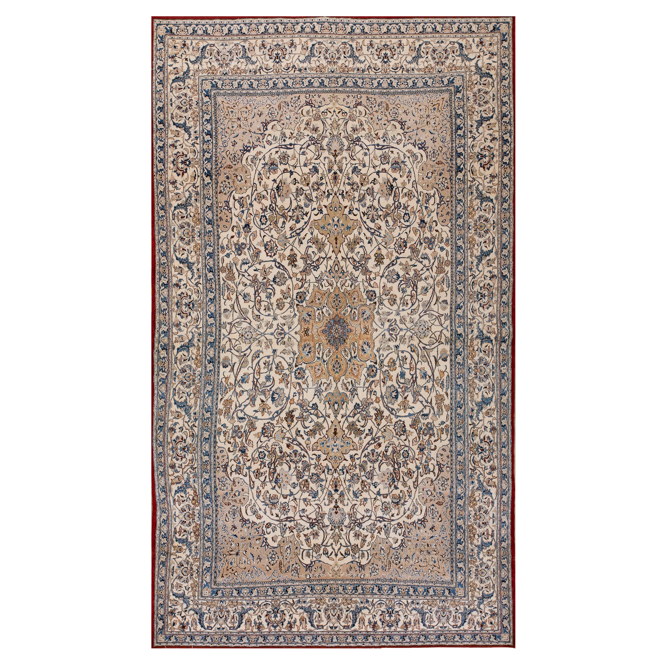 Tappeto in lana e seta Nain della metà del XX secolo ( 5'1" x 8'10" - 155 x 269 )