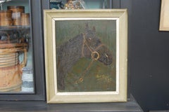 Mid-20th Century Naive Horse Portrait on Panel of King George VI Horse Big Game