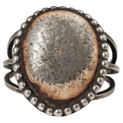 Mid-20th Century, Native American Antler and Silver Cuff Bracelet 