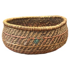 Mid 20th Century Native American Plains Handwoven Basket Bowl