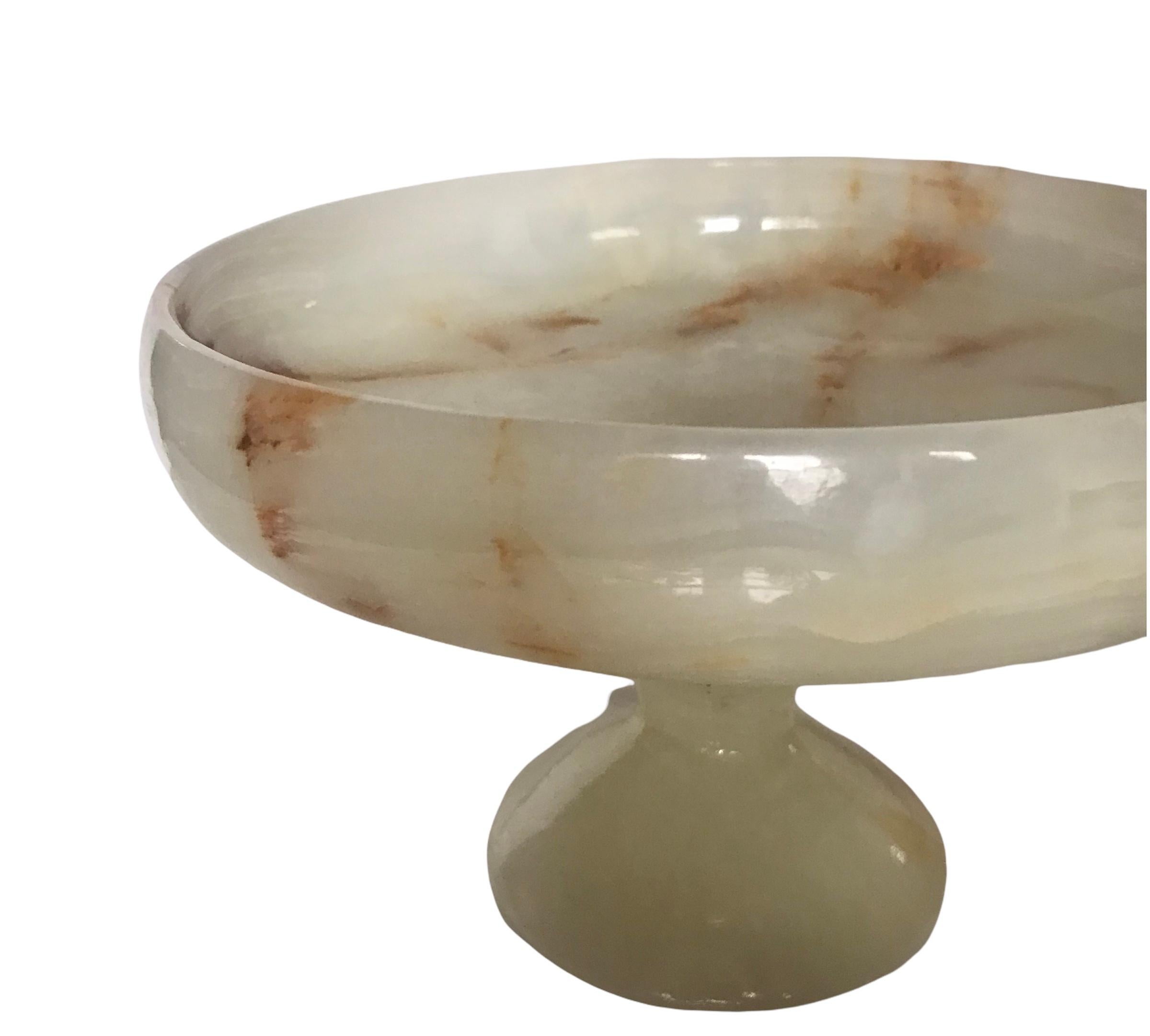 Pakistani Mid 20th Century Natural Onyx Pedestal Bowl