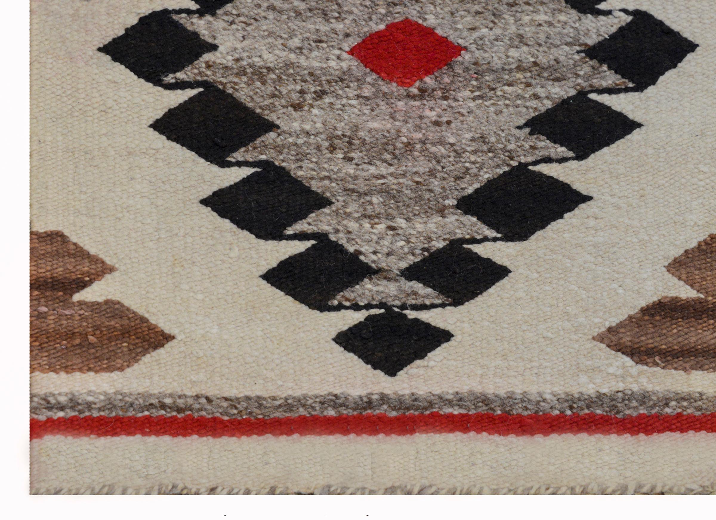 Navajo-Teppich aus der Mitte des 20 (Wolle)