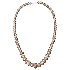 Mid-20th Century Navajo Silver Pearl Necklace