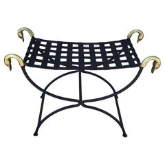 Mid 20th Century Neoclassical Curule Swan Stool Attributed to Maison Jansen