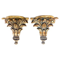 Mid 20th Century Neoclassical Regency Style Gilded Wall Brackets