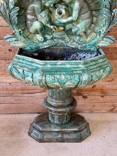 Mid-20th Century Neoclassical Revival Verdigris Patinated Cast Metal Two-Piece F