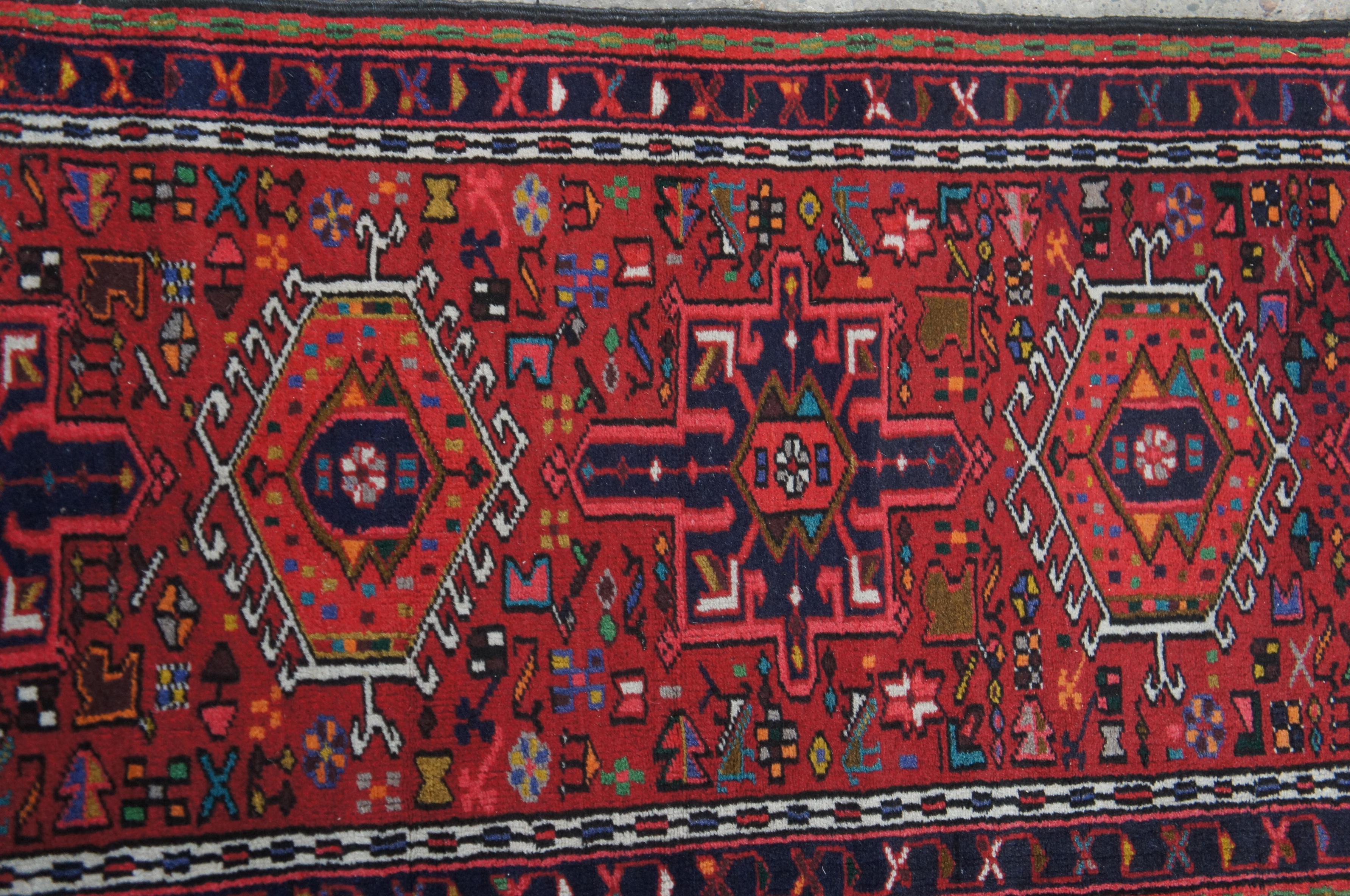 Mid 20th Century NW Persian Heriz Karadja Wool Area Rug Runner Mat 2.9' x 10' For Sale 2
