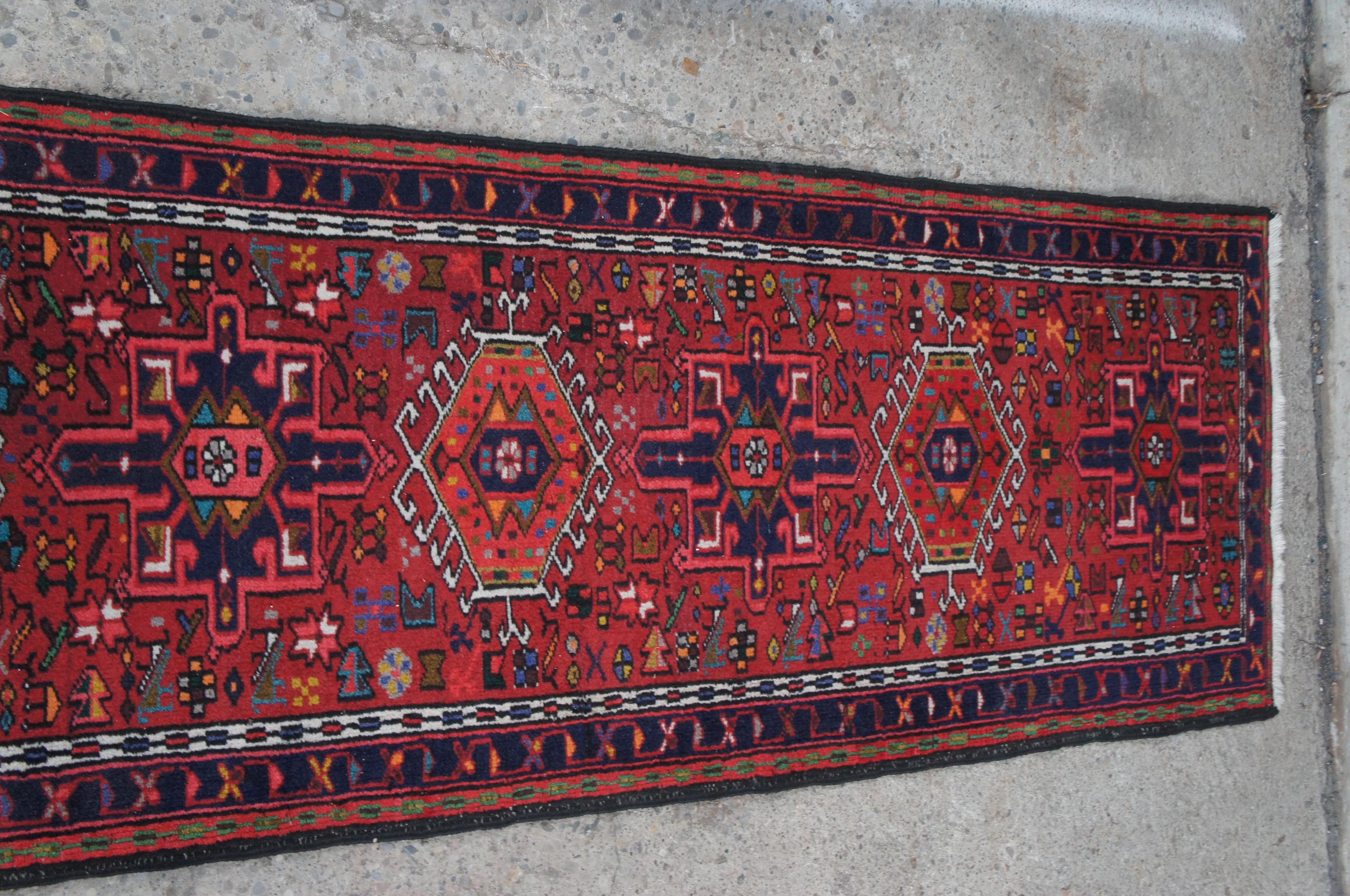 Mid 20th Century NW Persian Heriz Karadja Wool Area Rug Runner Mat 2.9' x 10' For Sale 3
