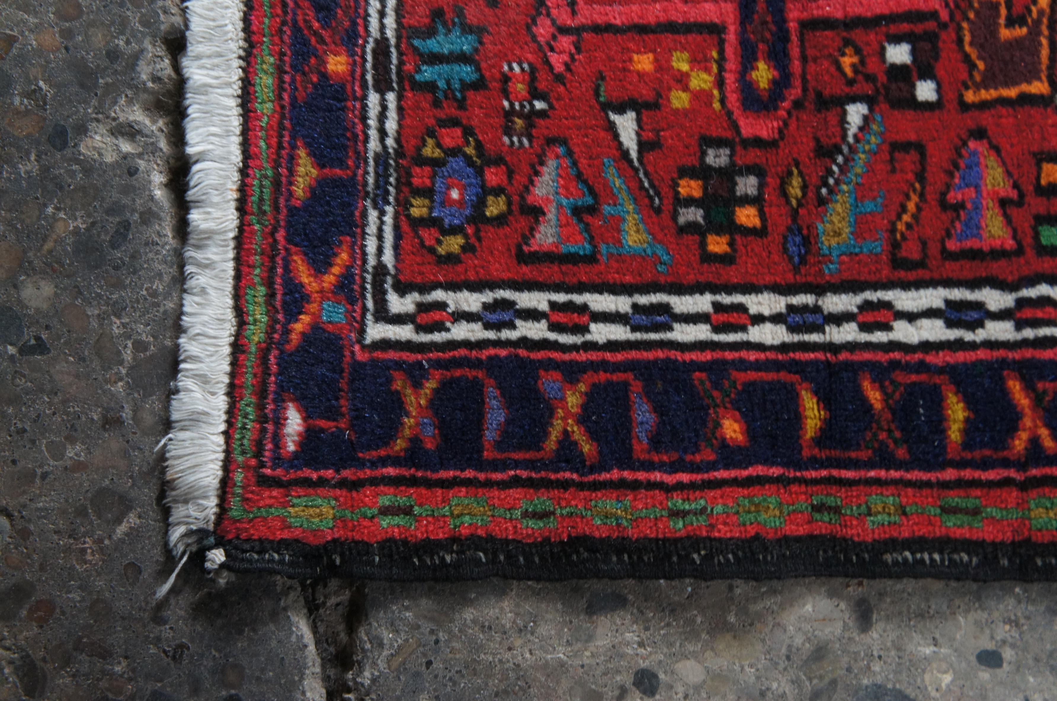 Mid 20th Century NW Persian Heriz Karadja Wool Area Rug Runner Mat 2.9' x 10' For Sale 4