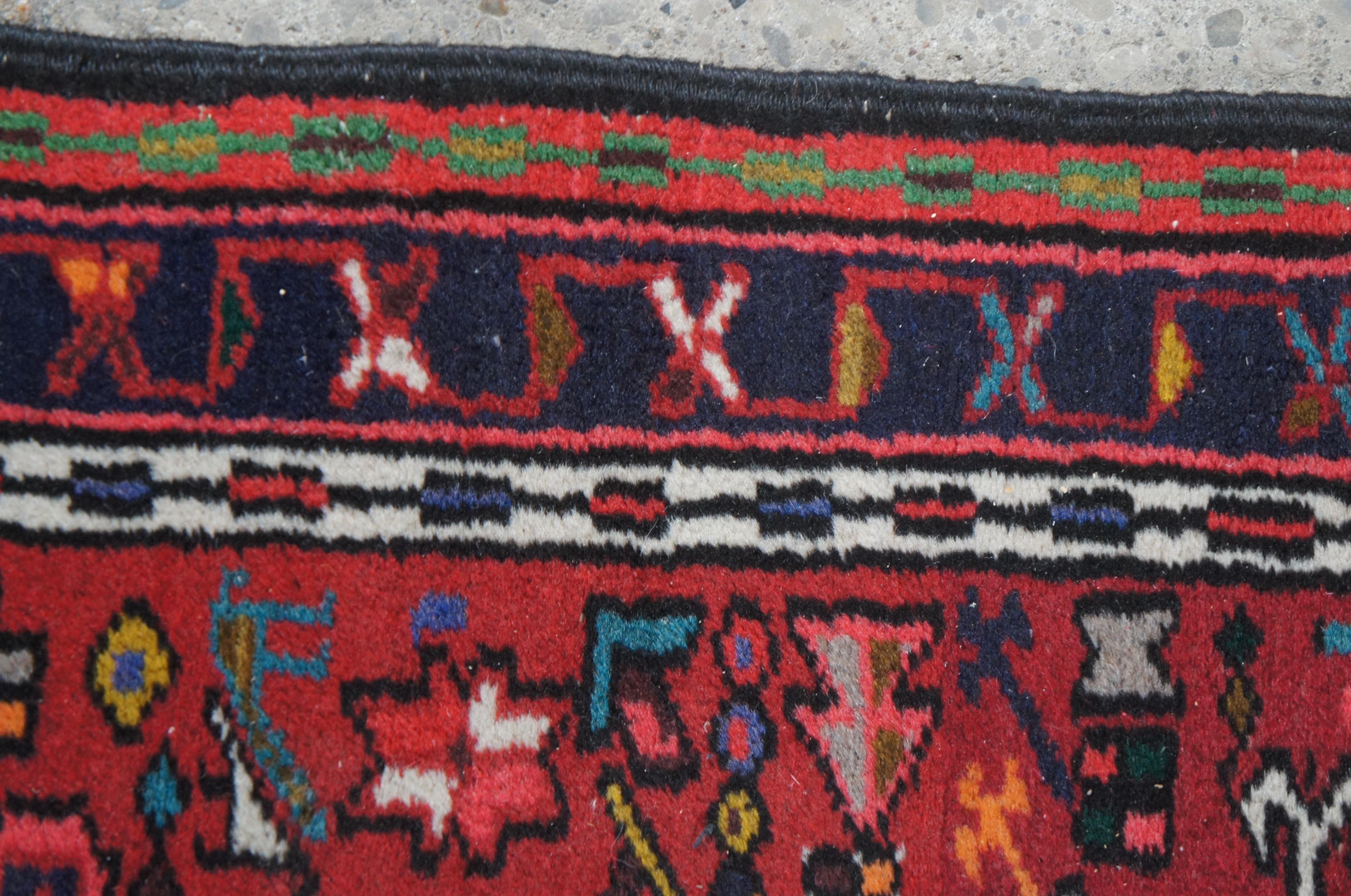 Mid 20th Century NW Persian Heriz Karadja Wool Area Rug Runner Mat 2.9' x 10' For Sale 6