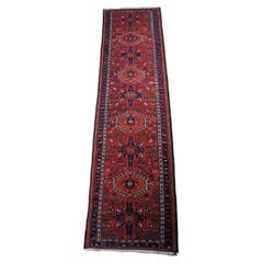 Vintage Mid 20th Century NW Persian Heriz Karadja Wool Area Rug Runner Mat 2.9' x 10'