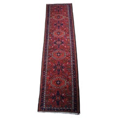 Retro Mid 20th Century NW Persian Heriz Karadja Wool Area Rug Runner Mat 2.9' x 10'