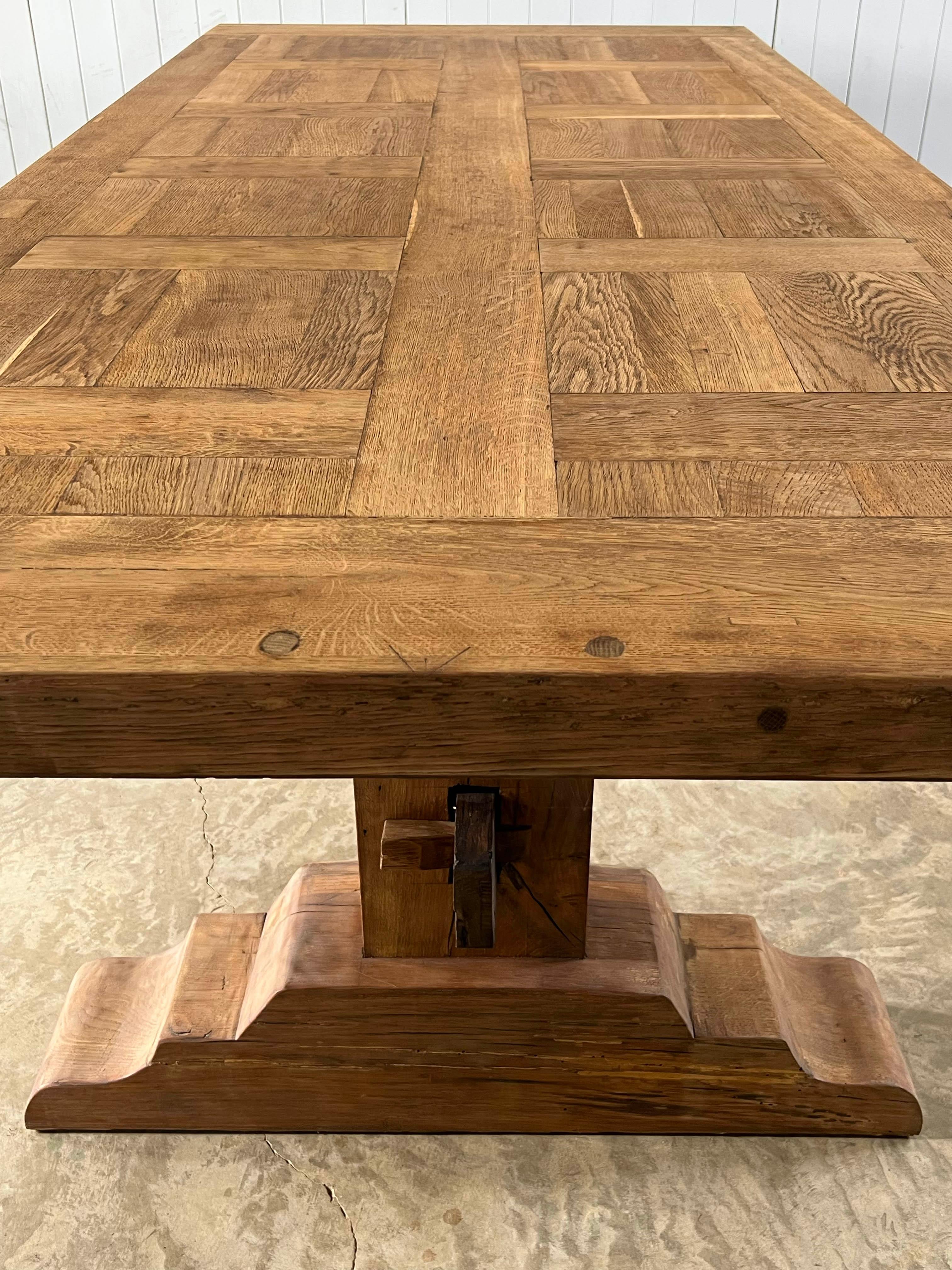 French Mid 20th Century Oak and Elm Dining Table
