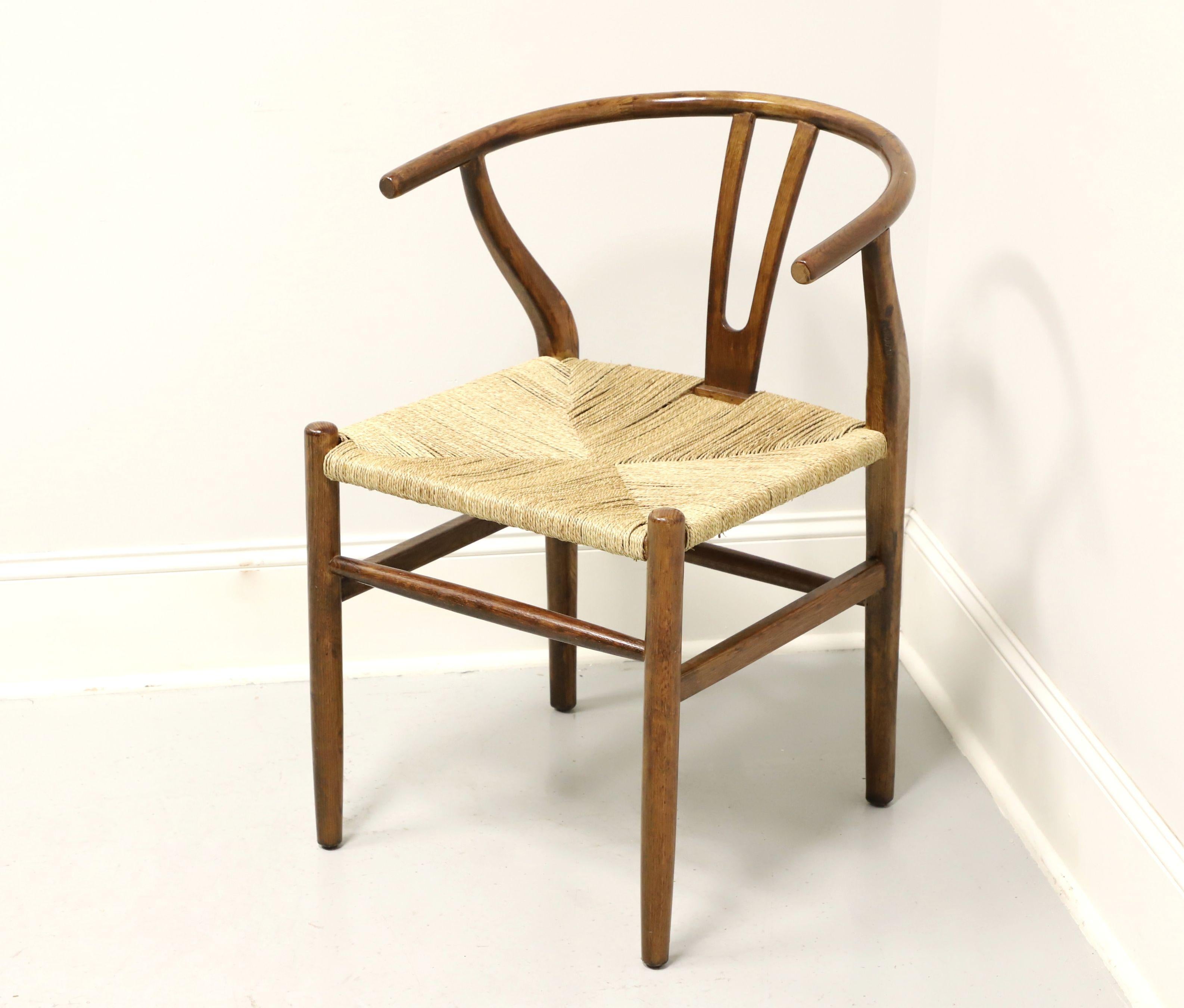 American Mid 20th Century Oak Chinese Ming Armchair with Rush Seat For Sale