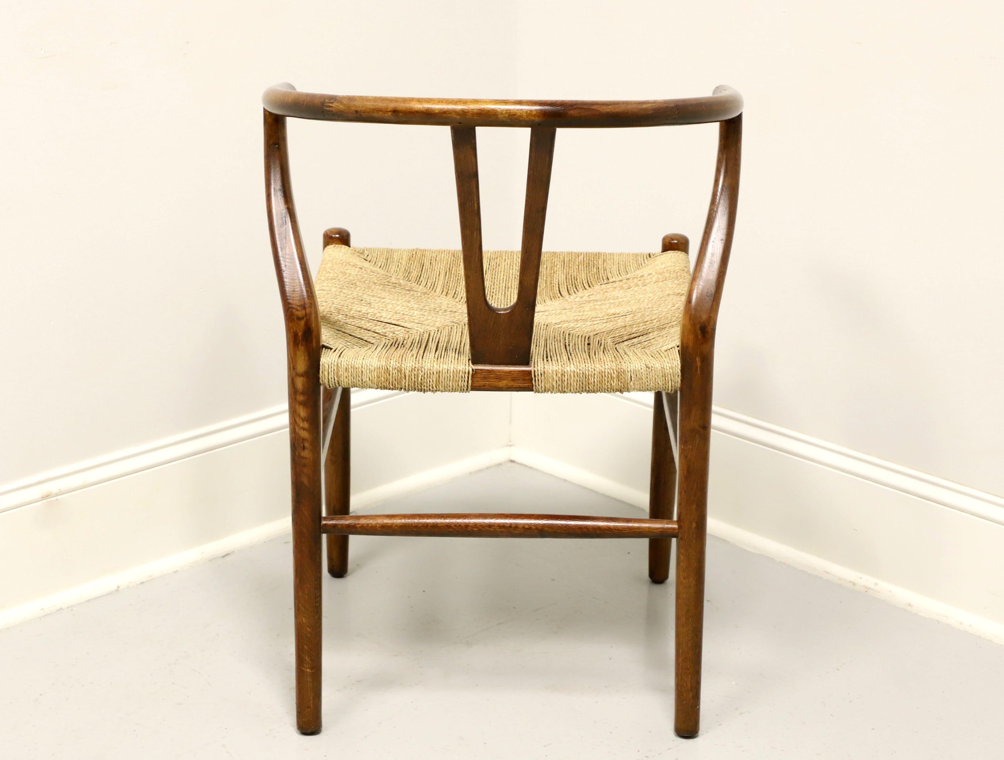 Mid 20th Century Oak Chinese Ming Armchair with Rush Seat In Good Condition For Sale In Charlotte, NC