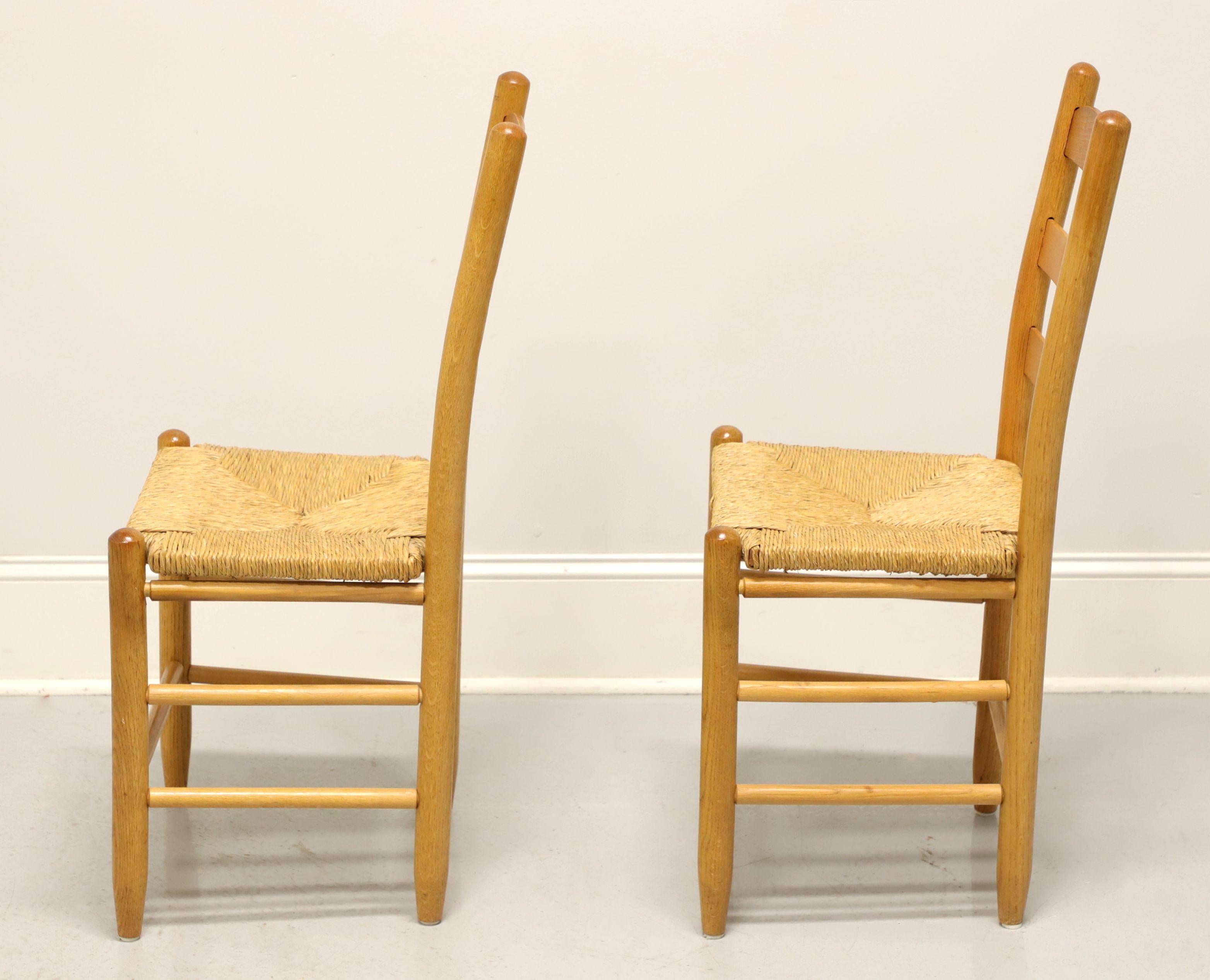 Mid 20th Century Oak Ladder Back Side Chairs with Rush Seats - Pair A 1