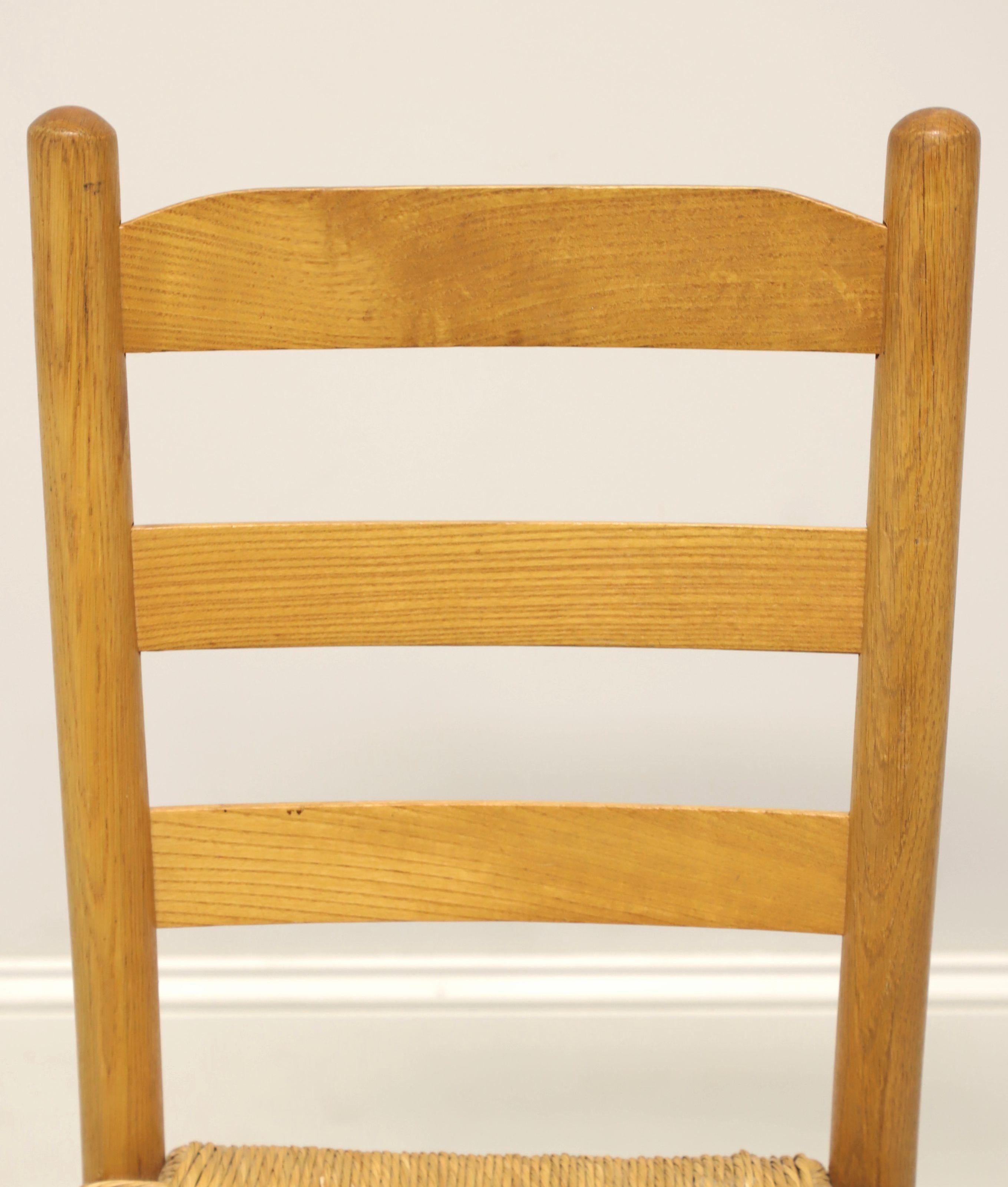 Mid 20th Century Oak Ladder Back Side Chairs with Rush Seats - Pair A 2