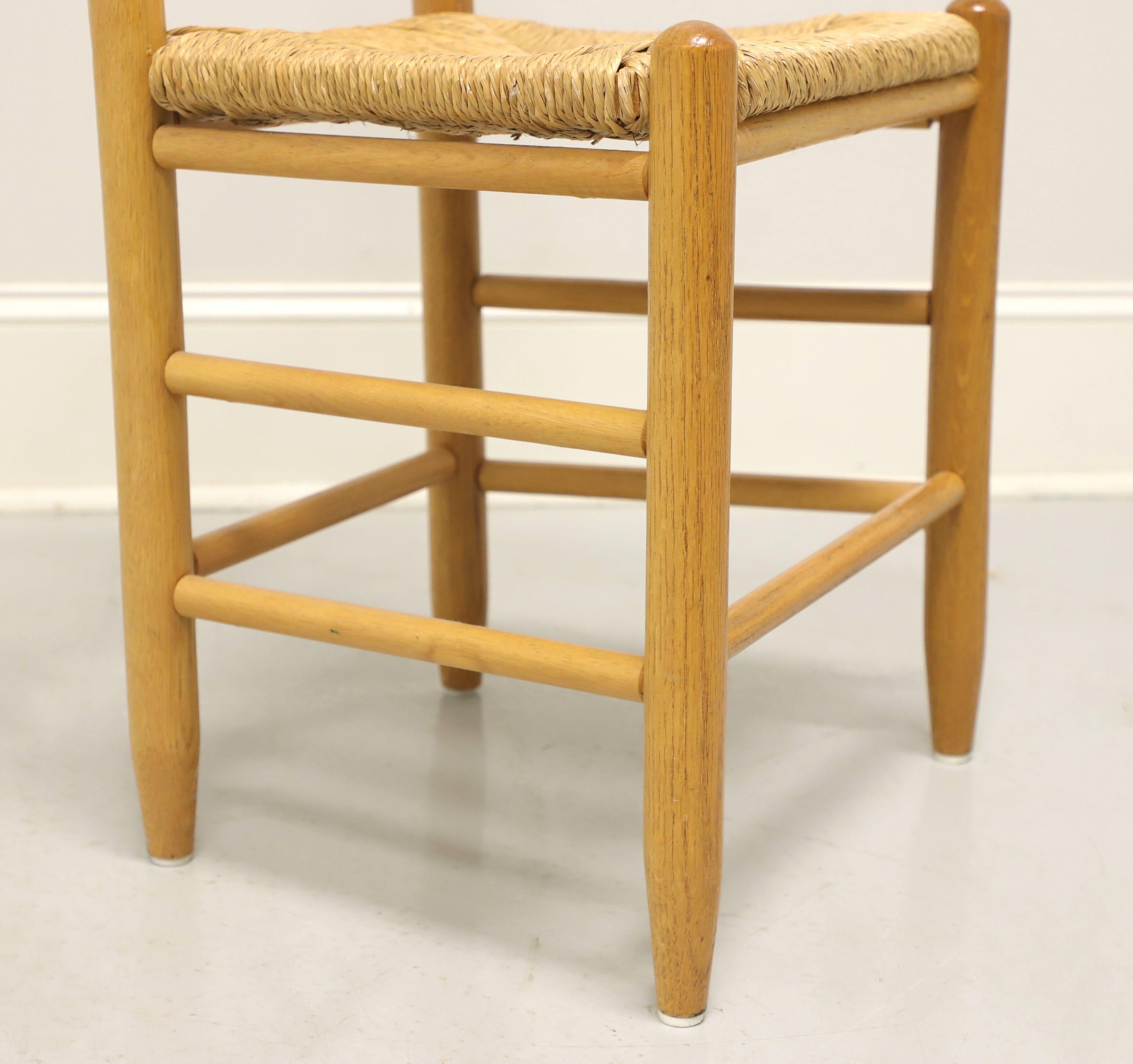Mid 20th Century Oak Ladder Back Side Chairs with Rush Seats - Pair A 4