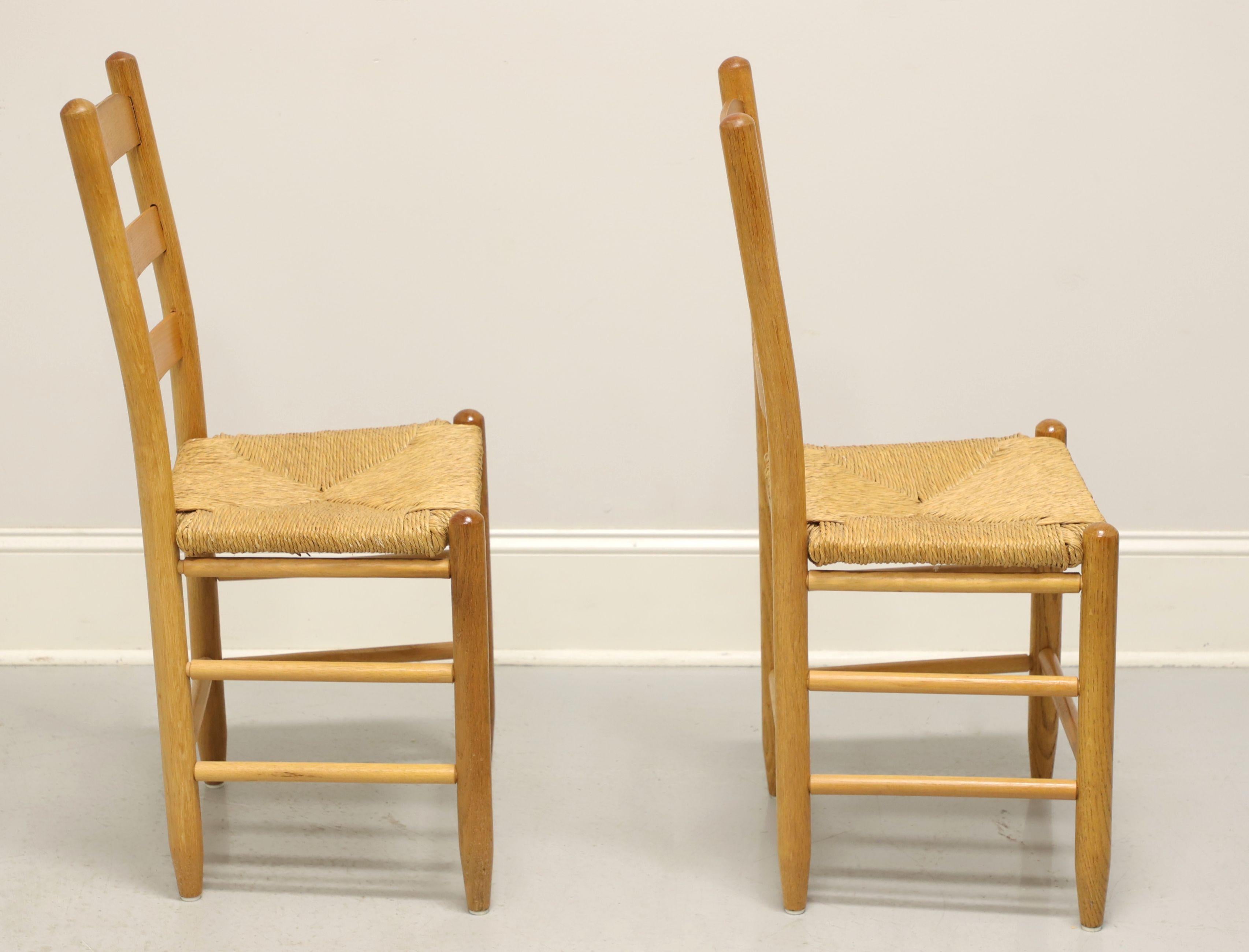 Rustic Mid 20th Century Oak Ladder Back Side Chairs with Rush Seats - Pair B For Sale