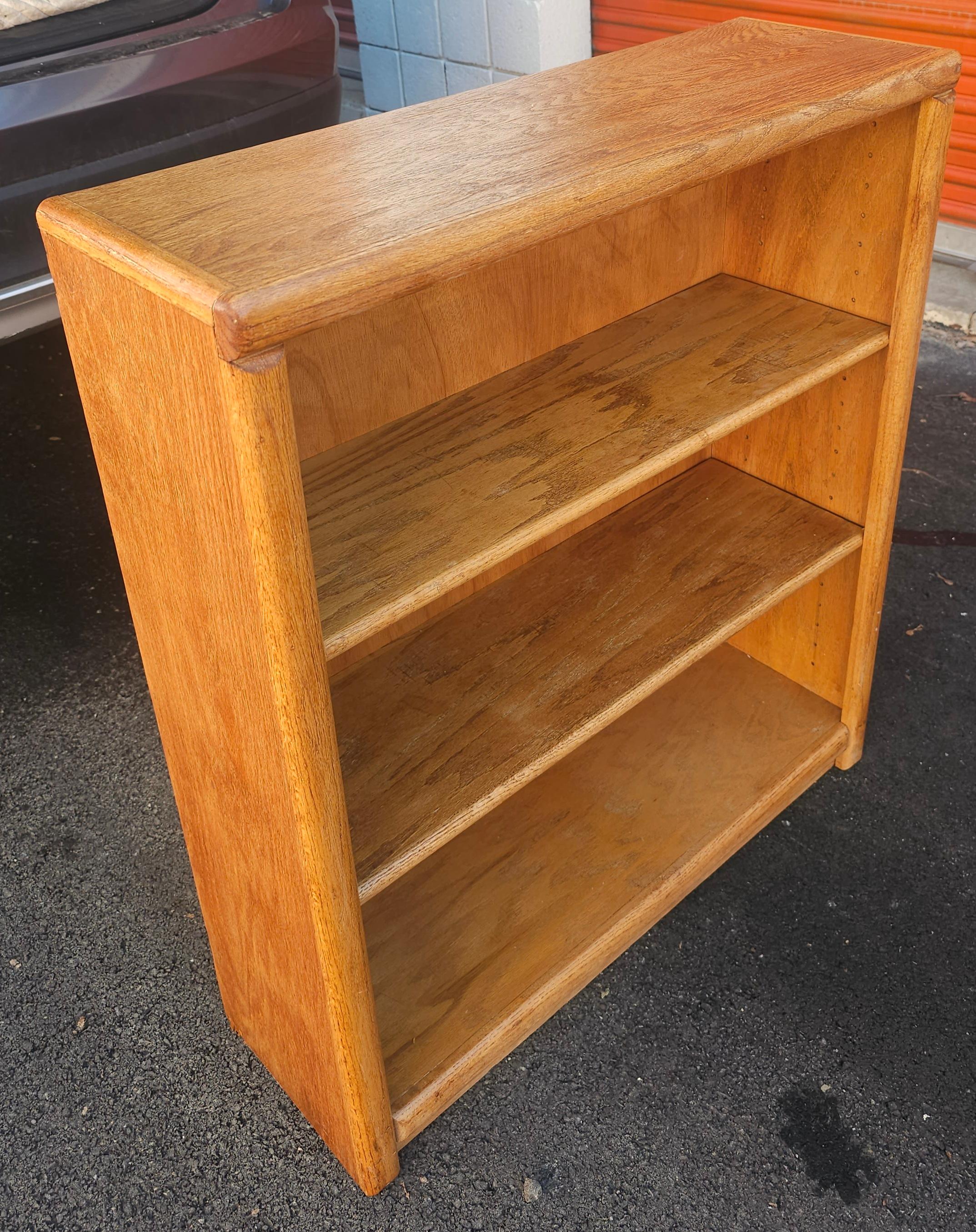 Stained Mid-20th Century Oak Low Bookcase / Bookshelf For Sale
