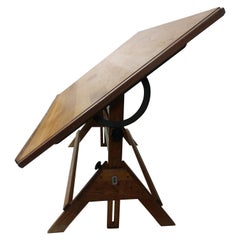 Mid-20th Century Oak Maple and Iron Drafting Table by Anco Bilt