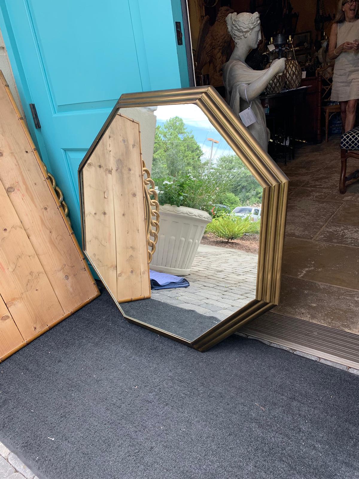 Mid-20th Century Octagonal Brass Mirror, circa 1970s-1980s In Good Condition In Atlanta, GA