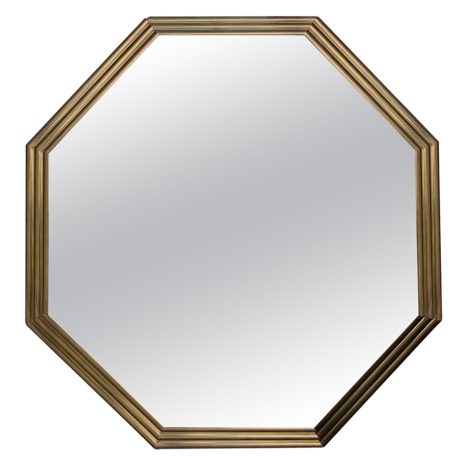 Mid-20th Century Octagonal Brass Mirror, circa 1970s-1980s