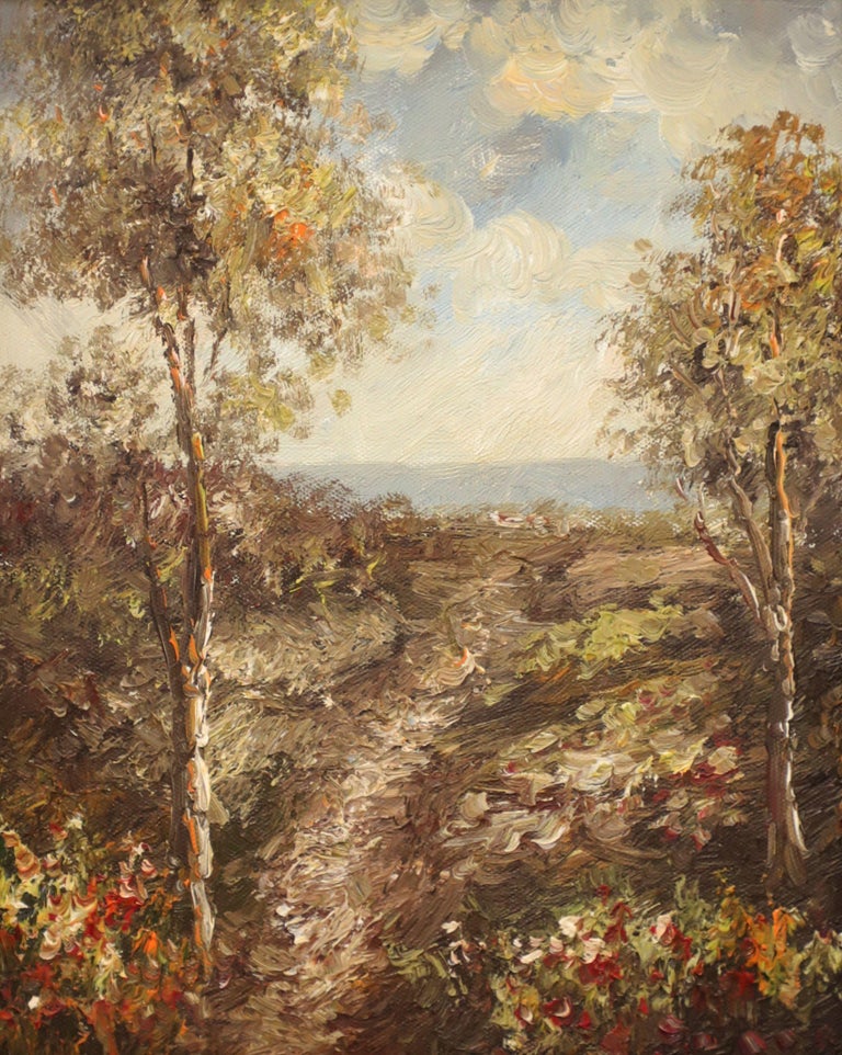 Mid 20th Century Oil Impasto Painting on Canvas - Landscape Overlooking ...