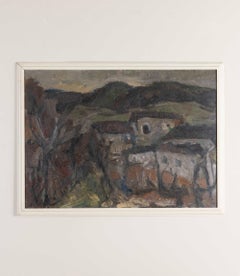 Óleo sobre tabla de mediados del siglo XX, Paisaje sin título de Frattini