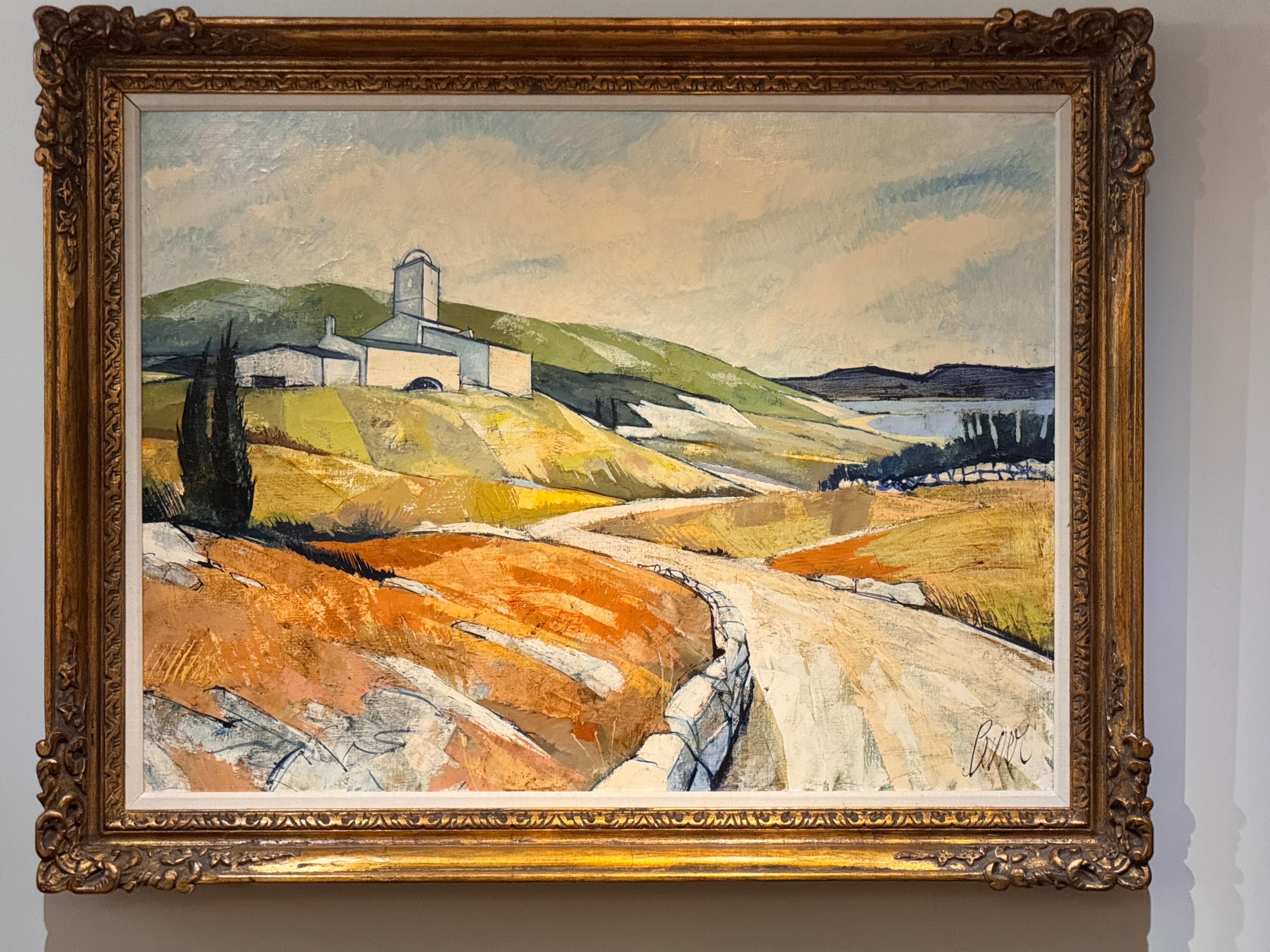 Ein Ölgemälde auf Leinwand aus der Mitte des 20. Jahrhunderts, das eine Hangszene auf Korfu von dem auf Korsika geborenen Künstler Charles Levier darstellt. Die Komposition zeichnet sich durch kühne, kantige Pinselführung und eine warme Palette von