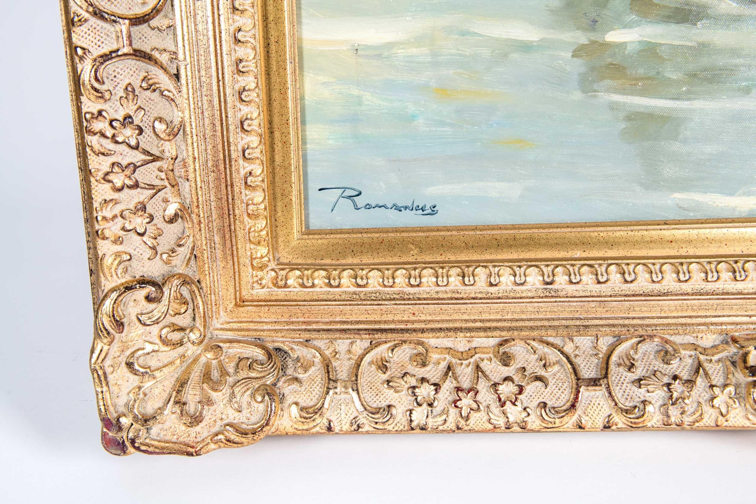 Mid-20th Century Oil On Canvas Painting or Giltwood Frame 4