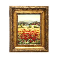 Mid 20th Century Oil on Canvas Painting - Italian Poppy Field - Signed K Paul