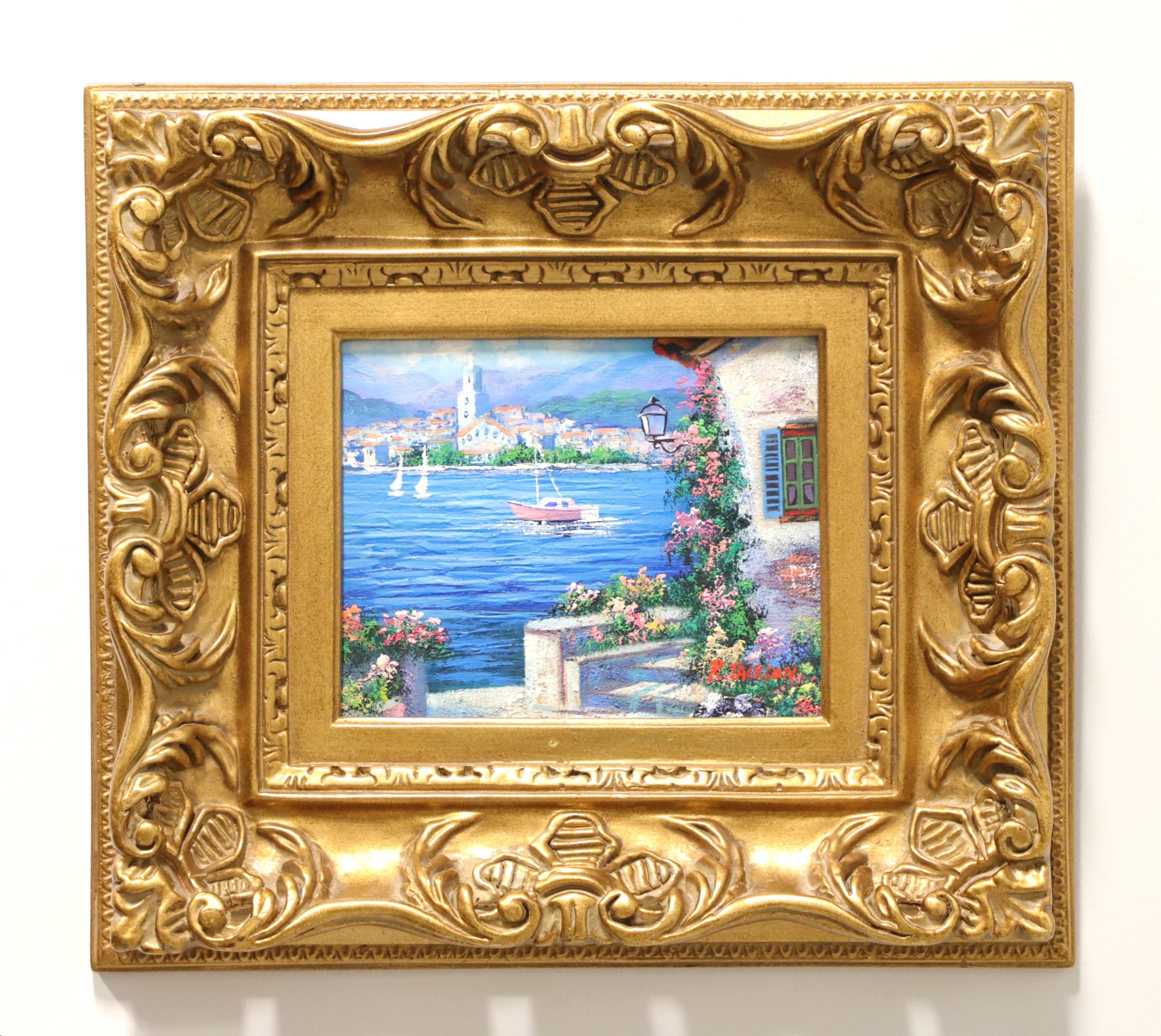Mid 20th Century Oil on Canvas Painting - Mediterranean Sailboat Scene - Signed 5