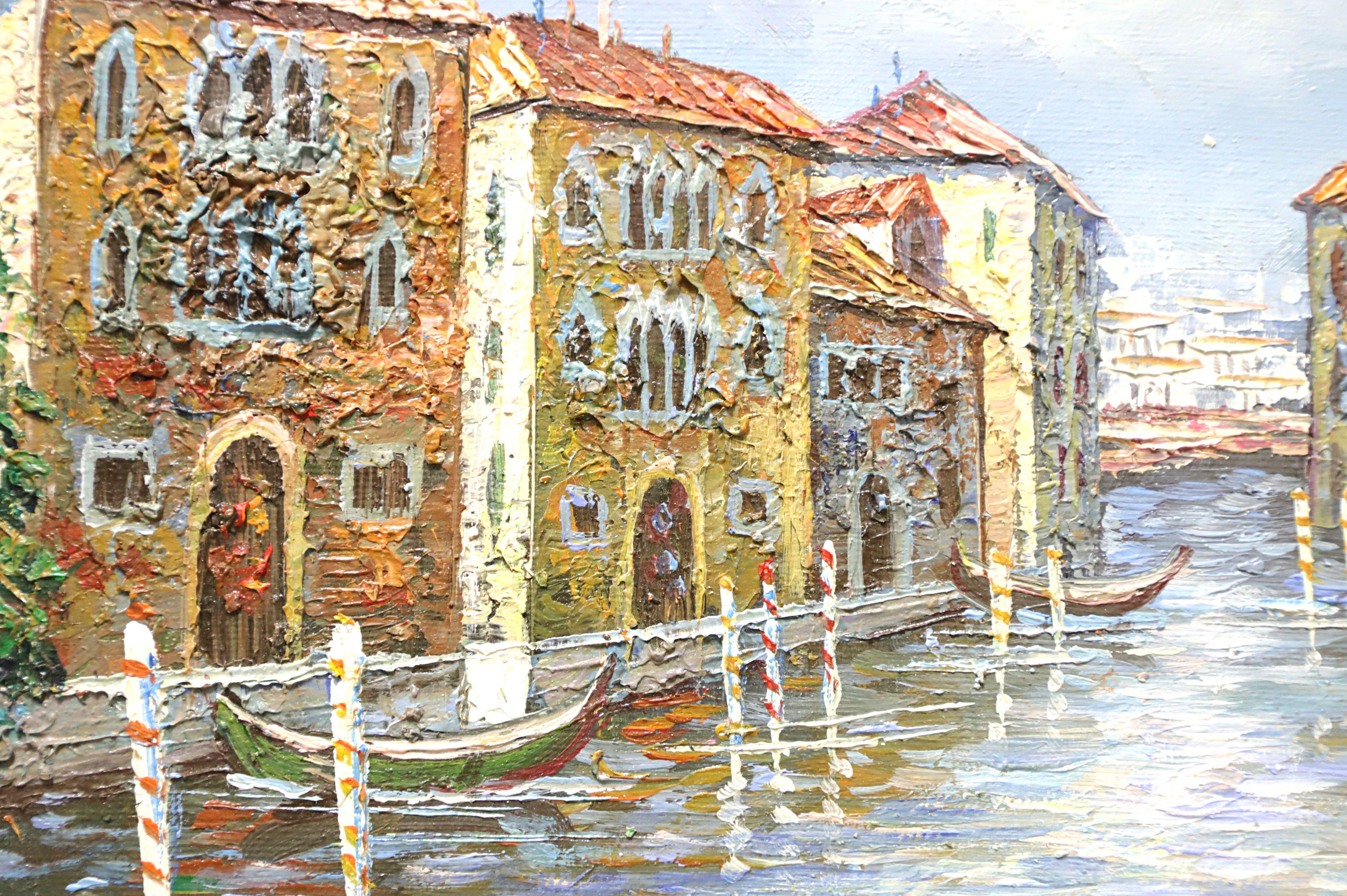 Mid 20th Century Oil on Canvas Painting - Venice Canal Scene - Signed C Manning 2