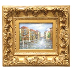 Mid 20th Century Oil on Canvas Painting - Venice Canal Scene - Signed C Manning