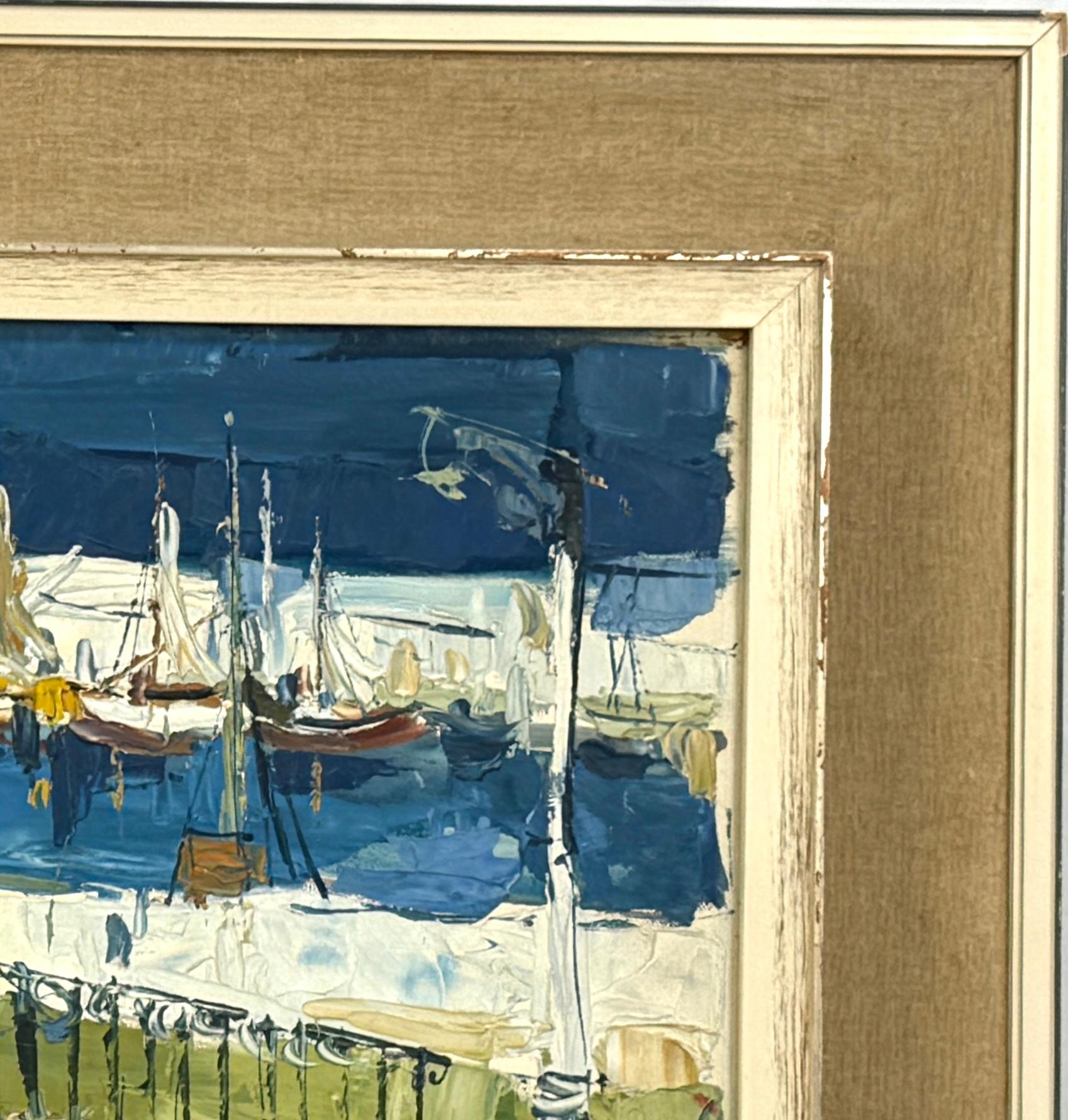 Pintura al óleo sobre lienzo de mediados del siglo XX Paisaje marino Moderno de mediados de siglo en venta