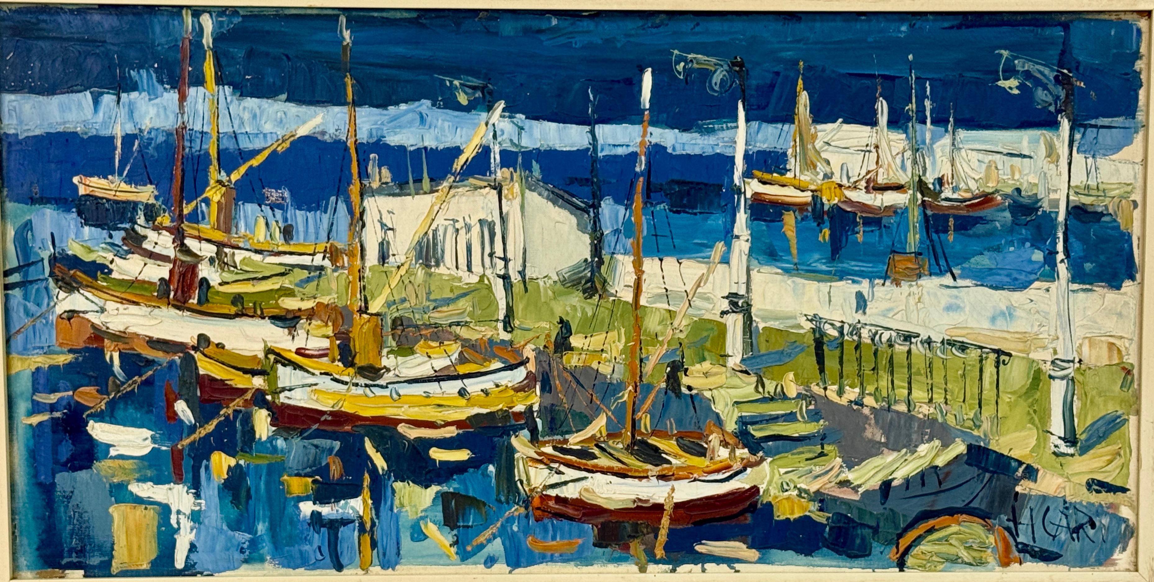 Pintura al óleo sobre lienzo de mediados del siglo XX Paisaje marino Lienzo en venta